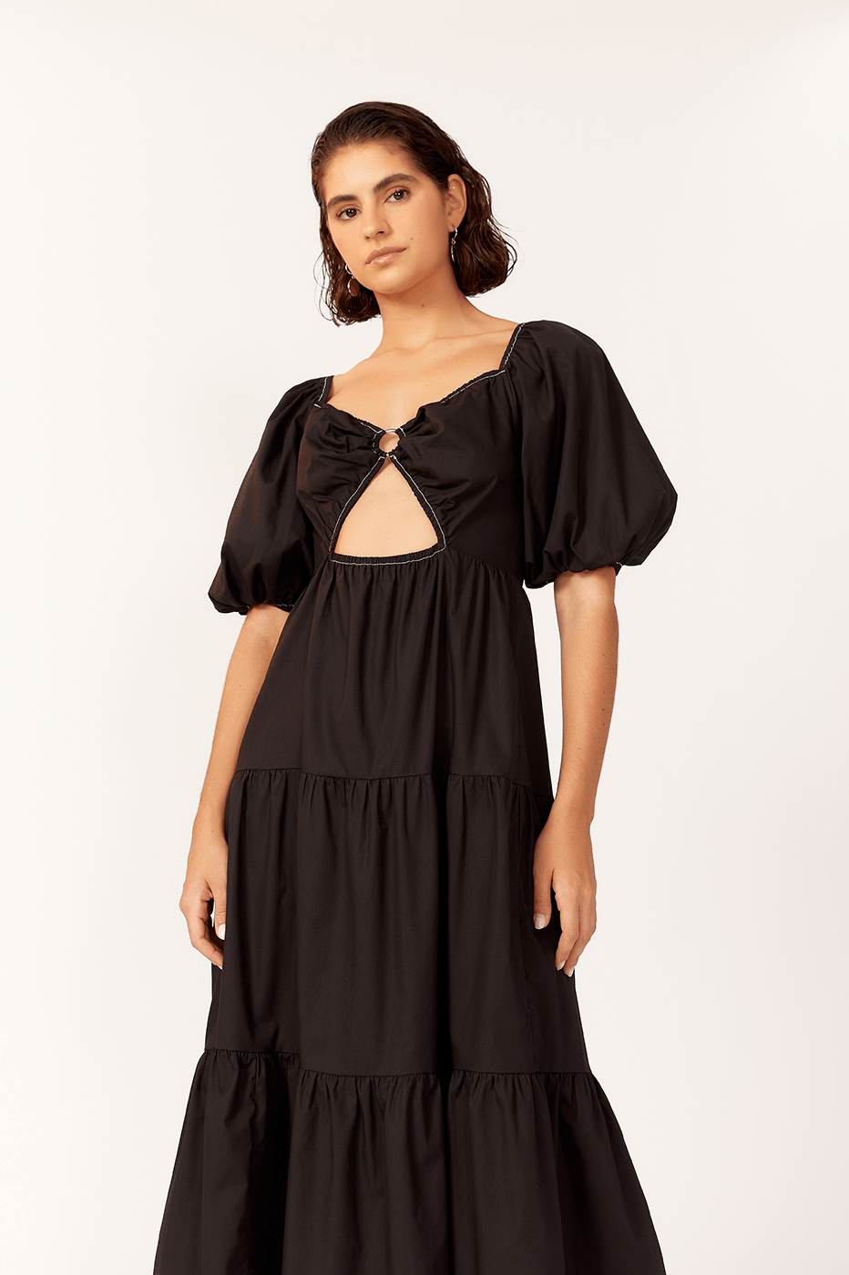 Ruched-Waist Midi Dress