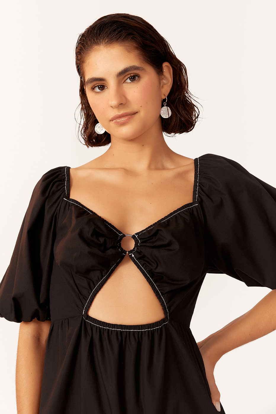 Ruched-Waist Midi Dress
