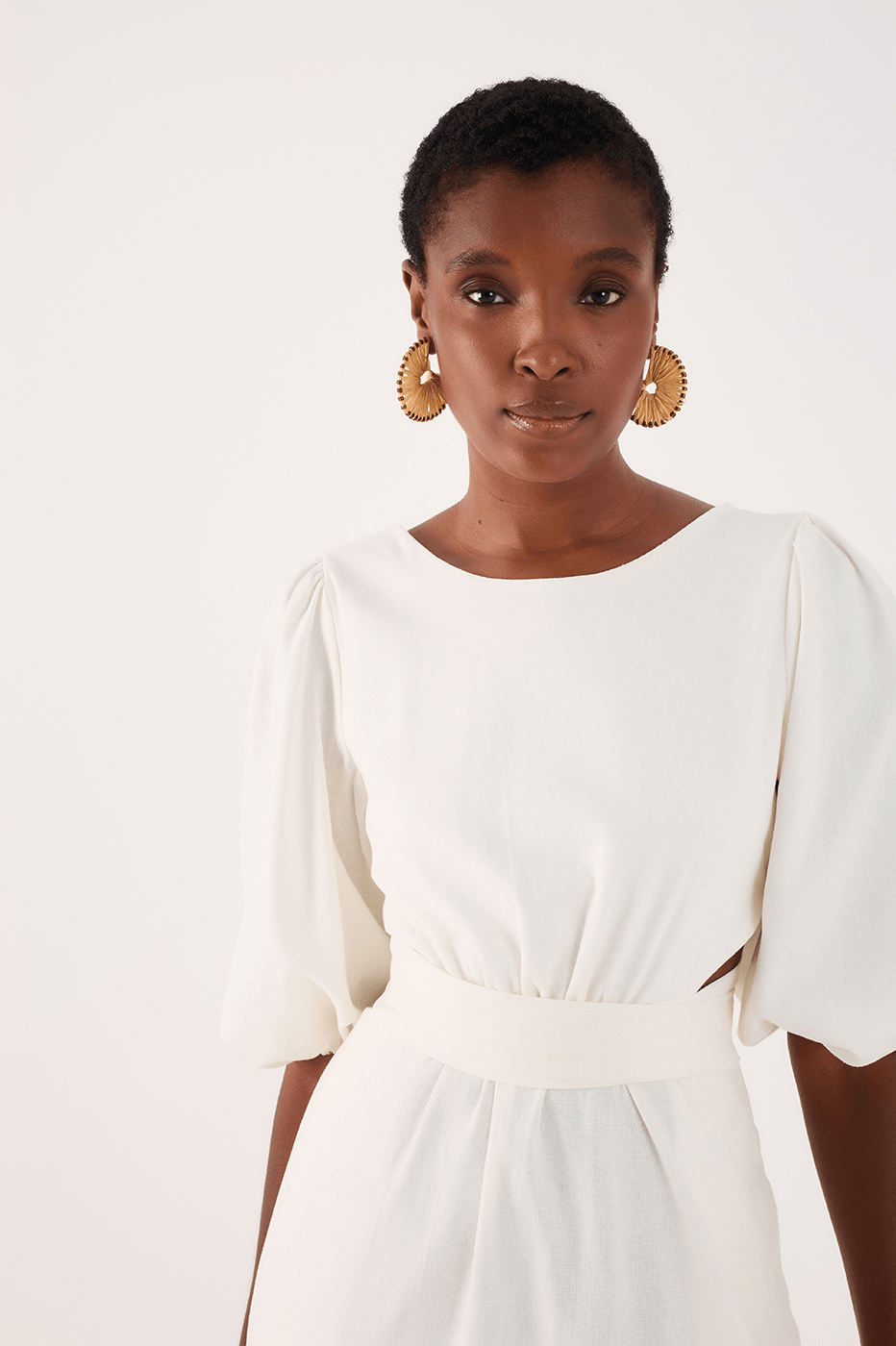 Linen Midi Cutout Tie Dress
