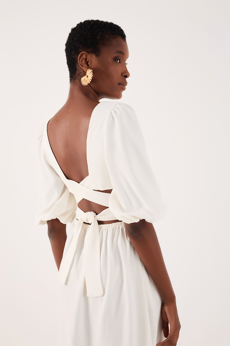 Linen Midi Cutout Tie Dress