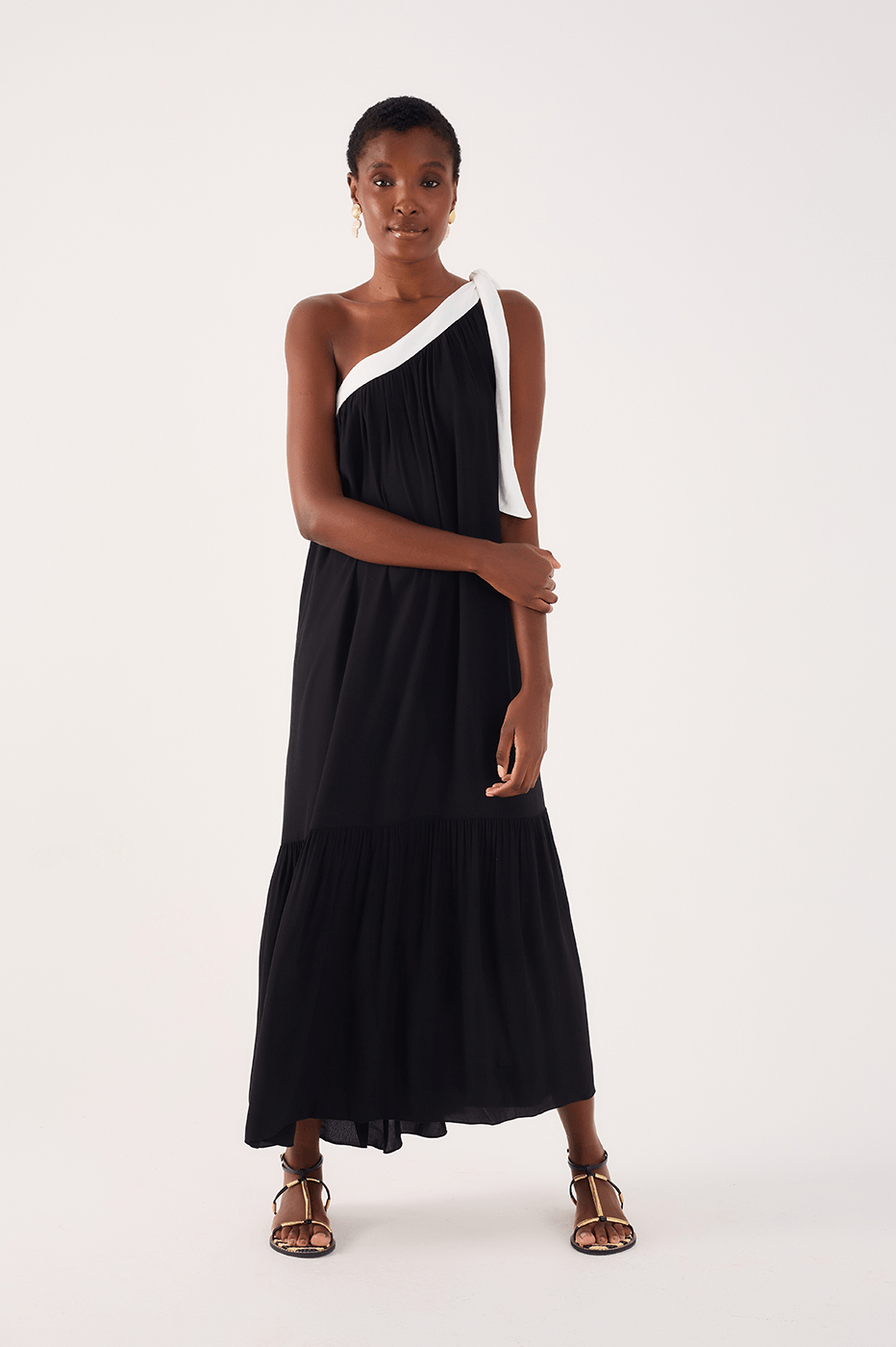 Cropped Crepe Bicolor Dress