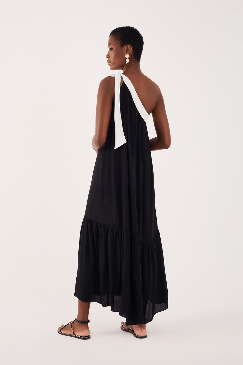Cropped Crepe Bicolor Dress