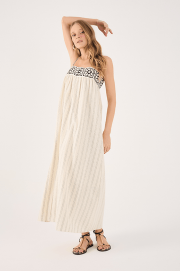 Cropped Crochet-Panel Dress