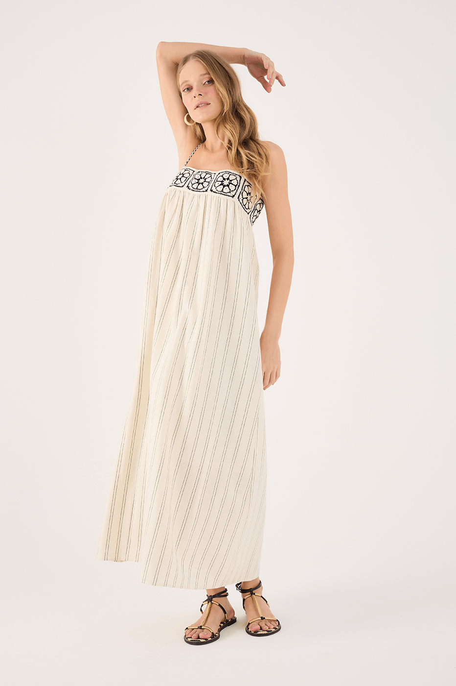 Cropped Crochet-Panel Dress