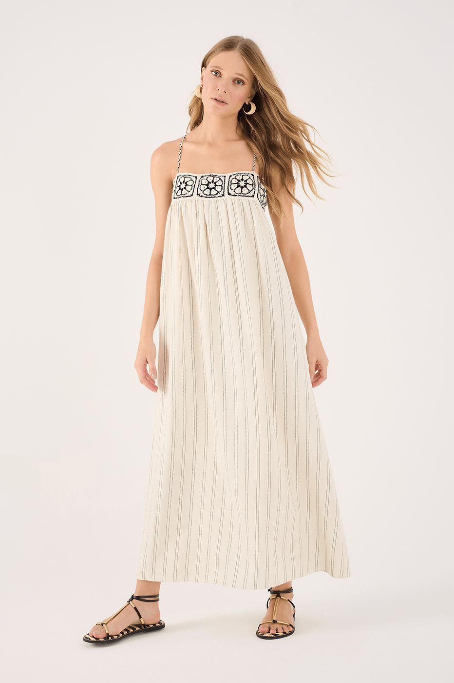 Cropped Crochet-Panel Dress
