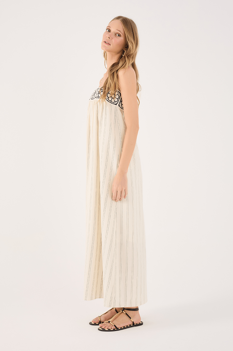 Cropped Crochet-Panel Dress