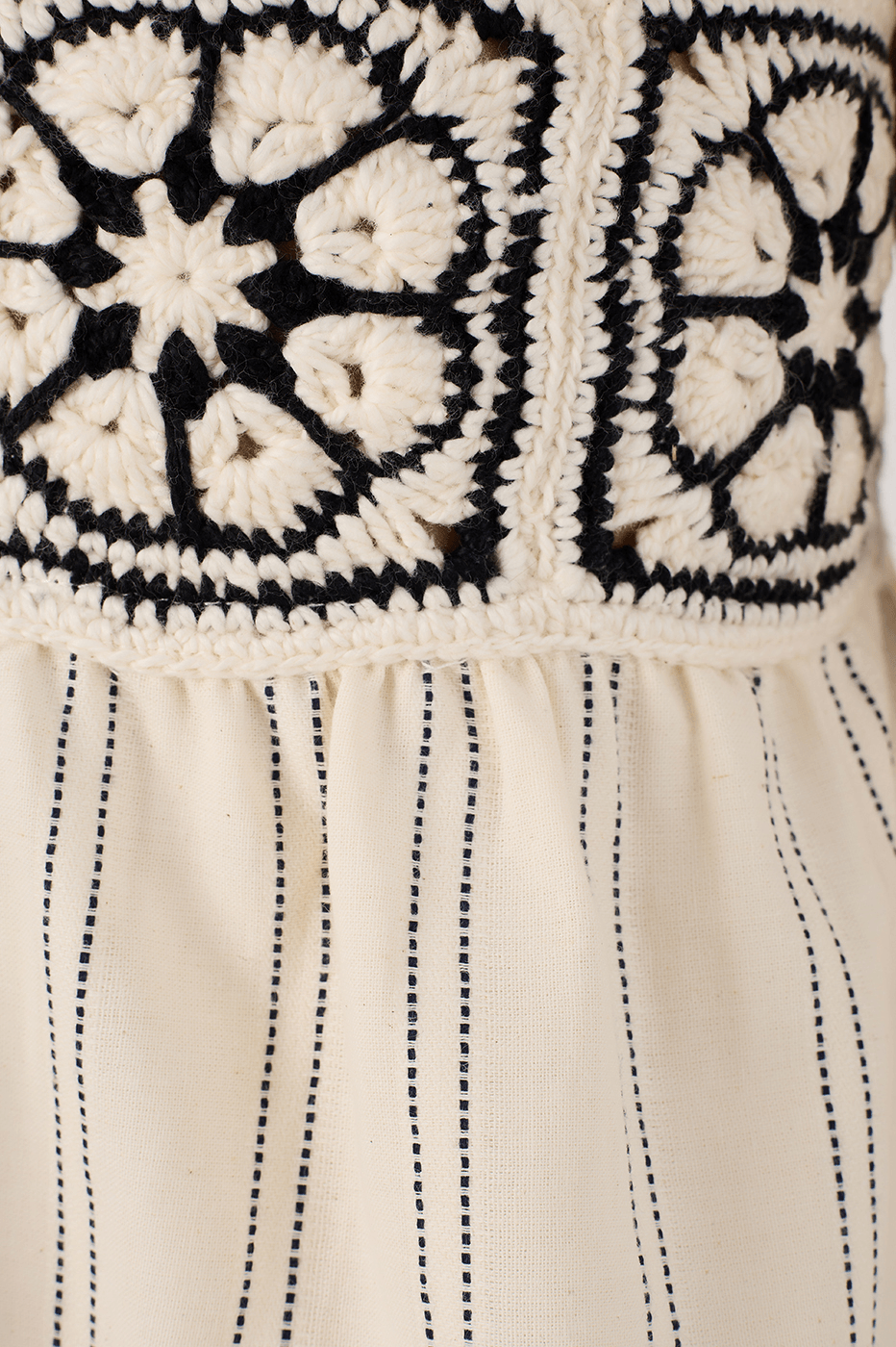 Cropped Crochet-Panel Dress