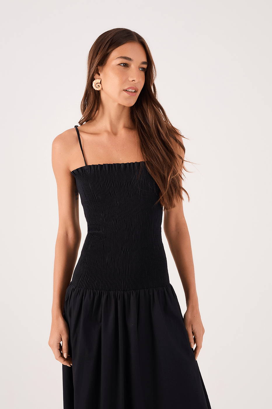 Cotton Cropped Smocked Dress
