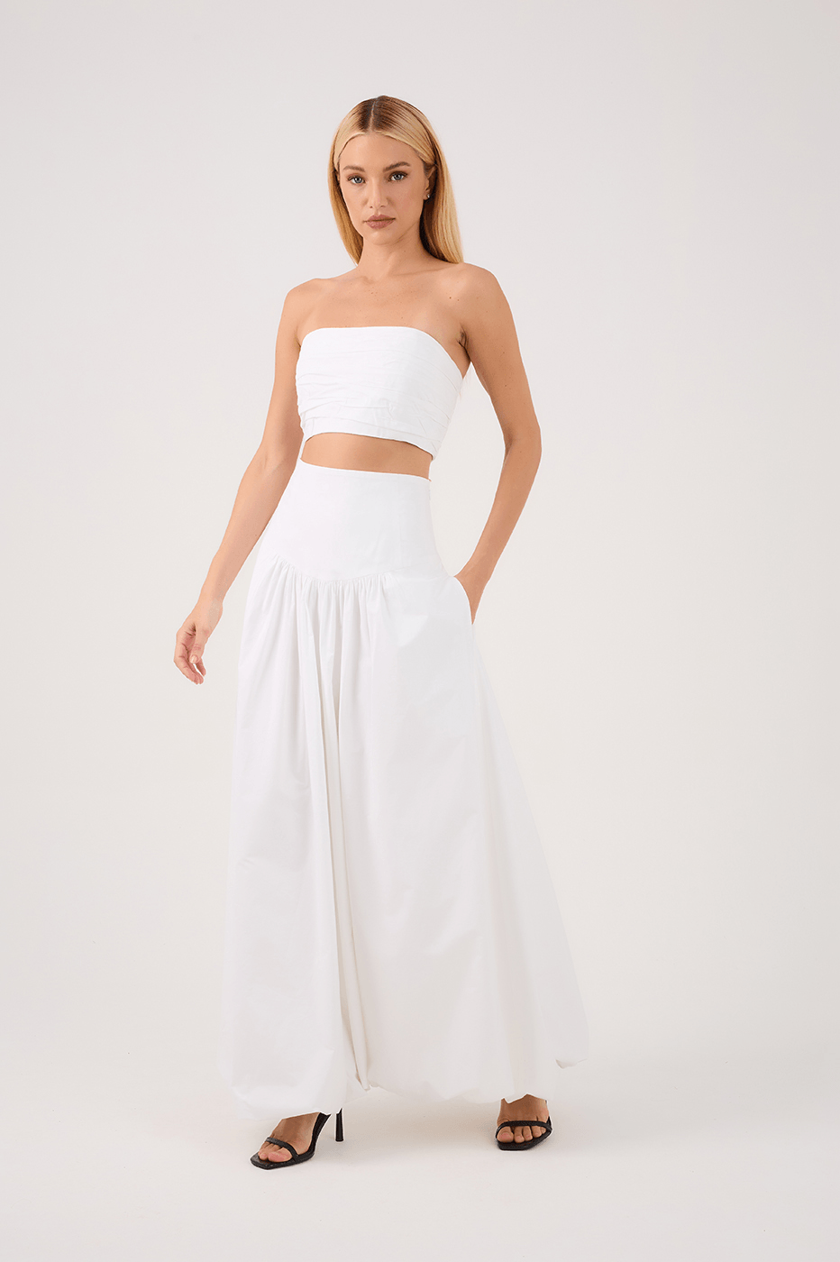 Draped Top and Balloon Skirt Set