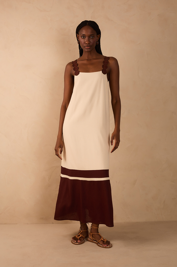 Brown Embroidered Maxi Dress