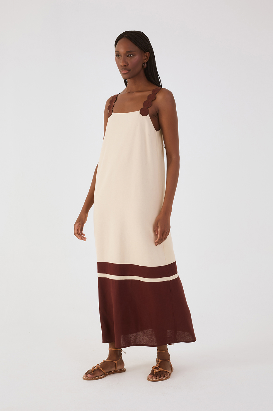Brown Embroidered Maxi Dress