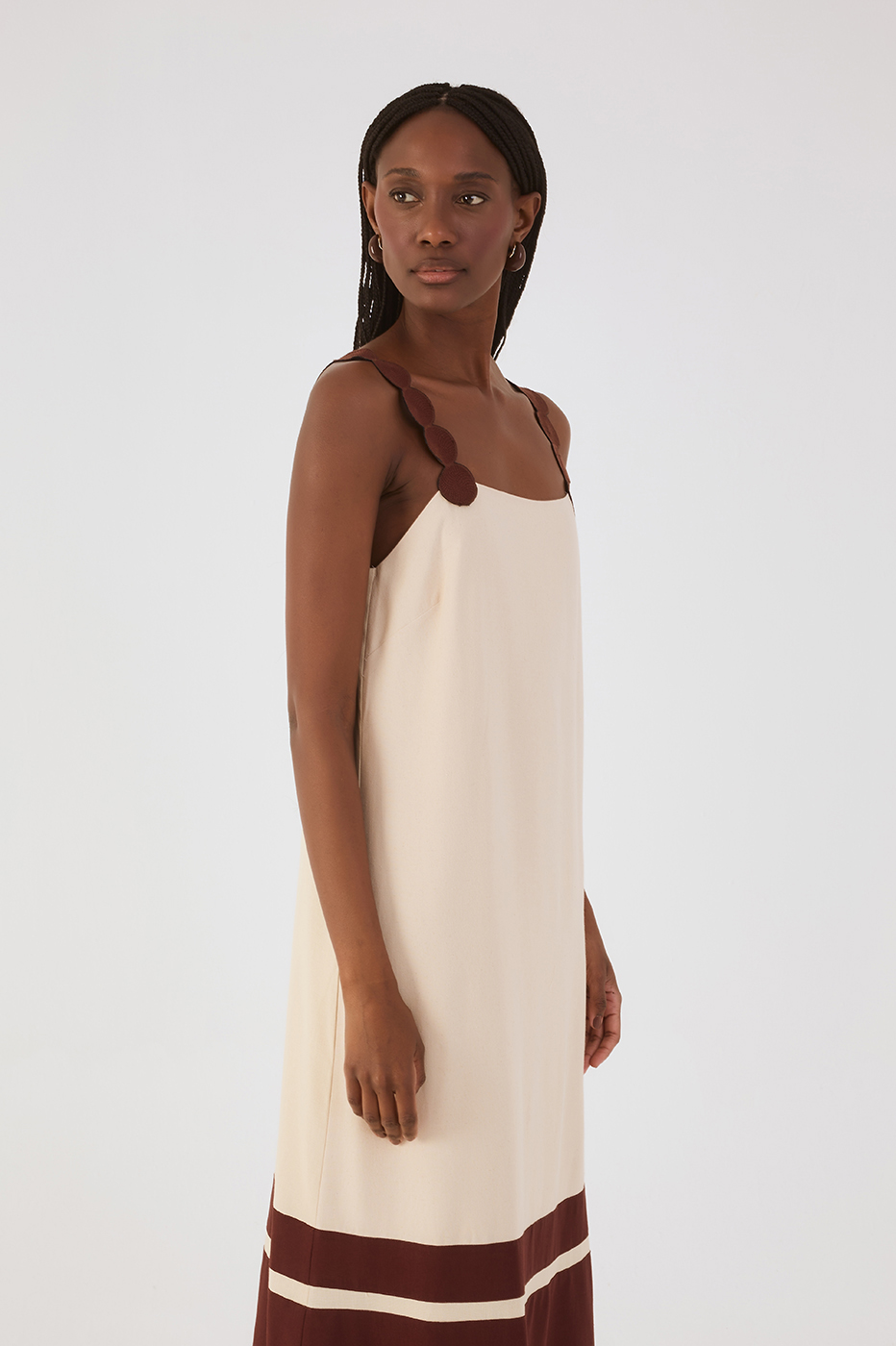 Brown Embroidered Maxi Dress
