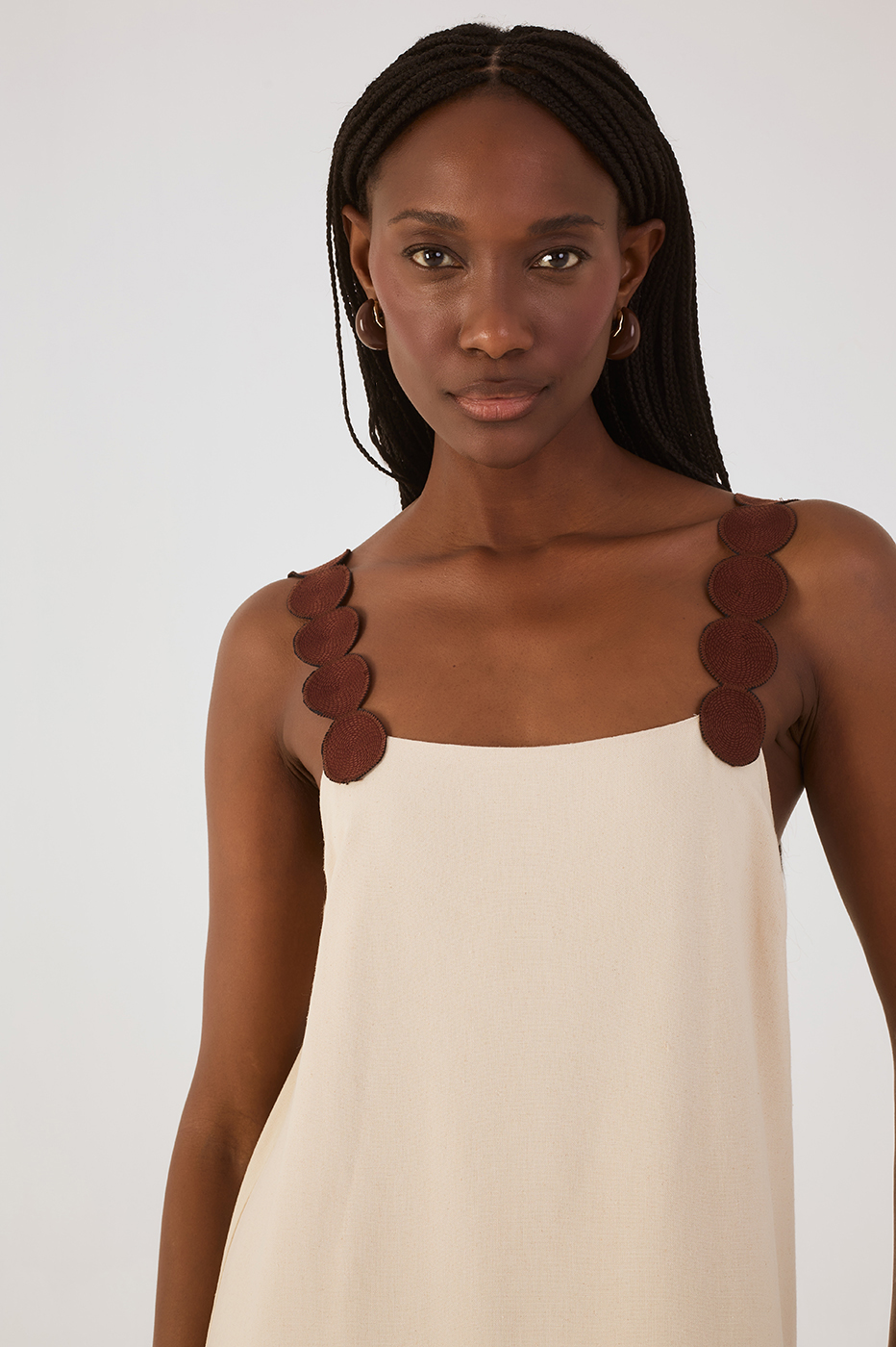 Brown Embroidered Maxi Dress