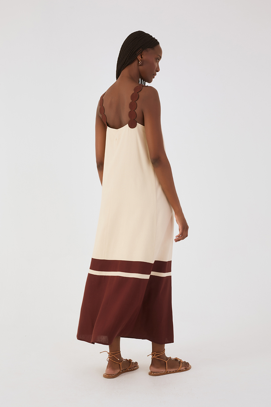 Brown Embroidered Maxi Dress