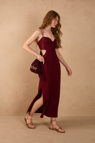Wine Bossa Cut-Out Maxi Dress