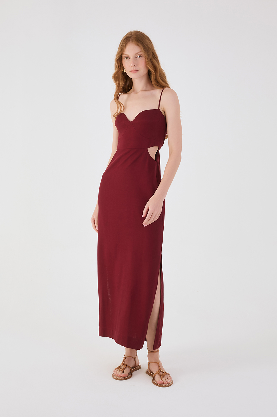 Wine Bossa Cut-Out Maxi Dress