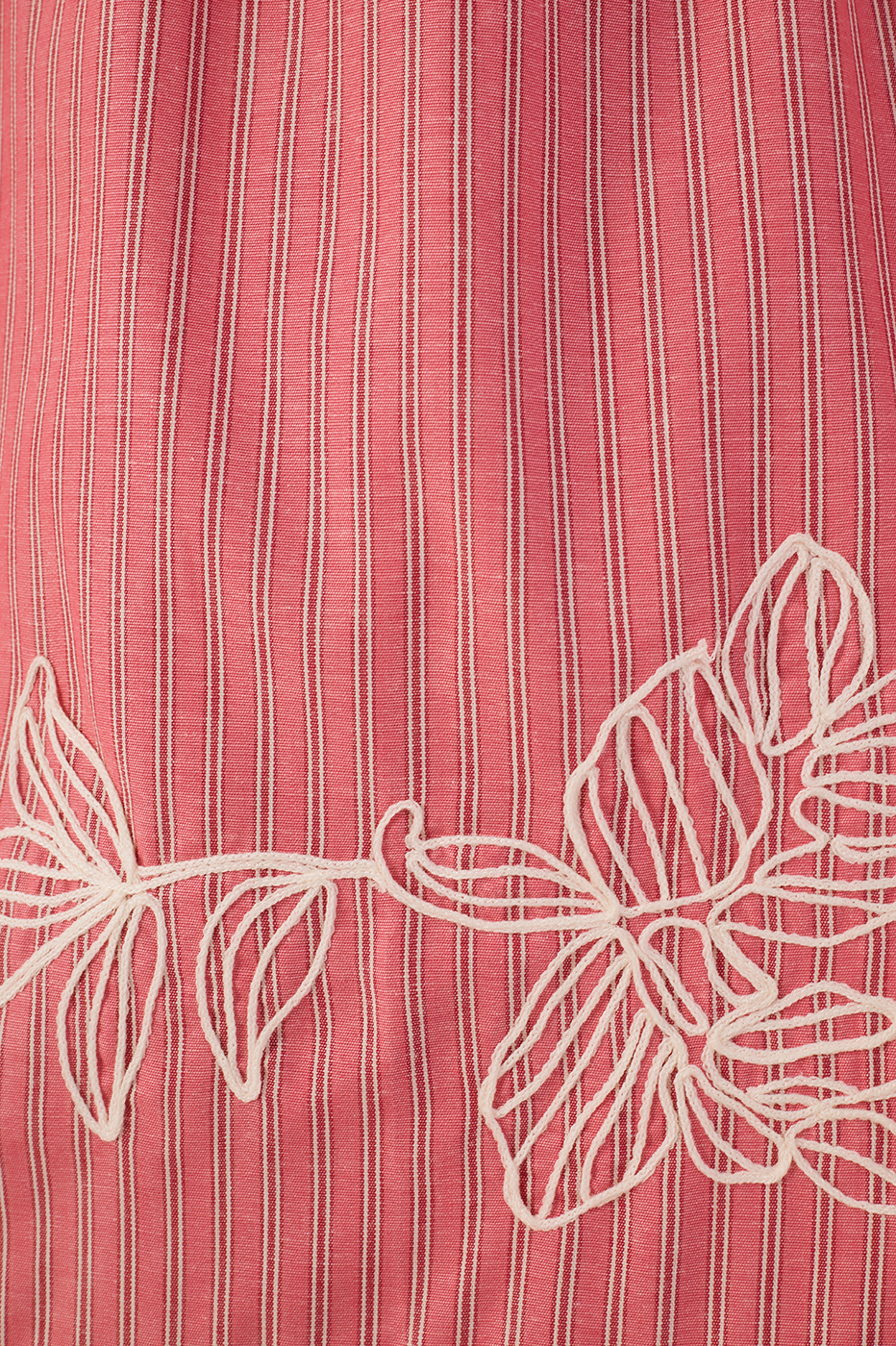 Striped Embroidered Cotton Cropped Dress