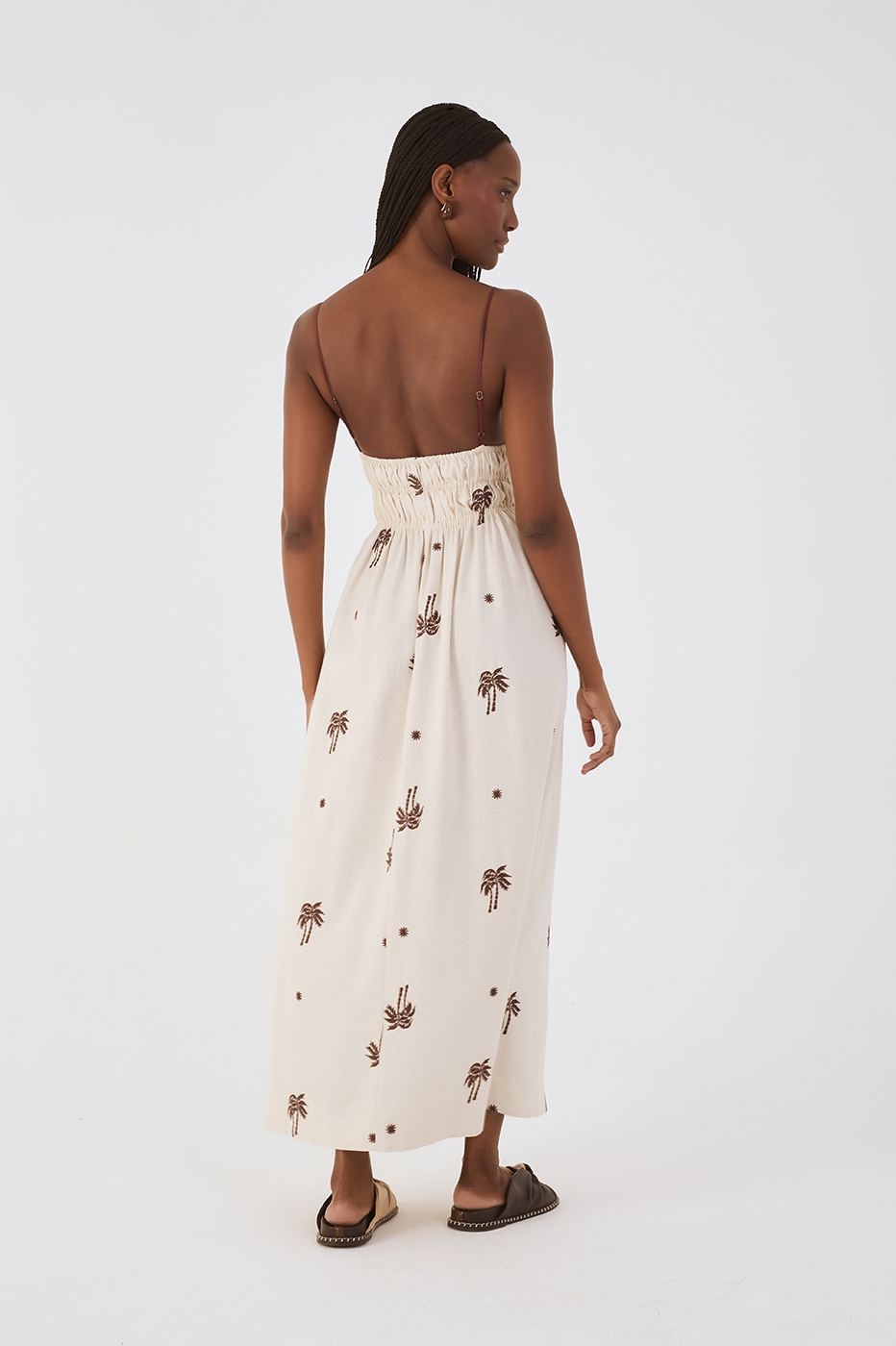 Off-White Embroidered Sun  Maxi Dress