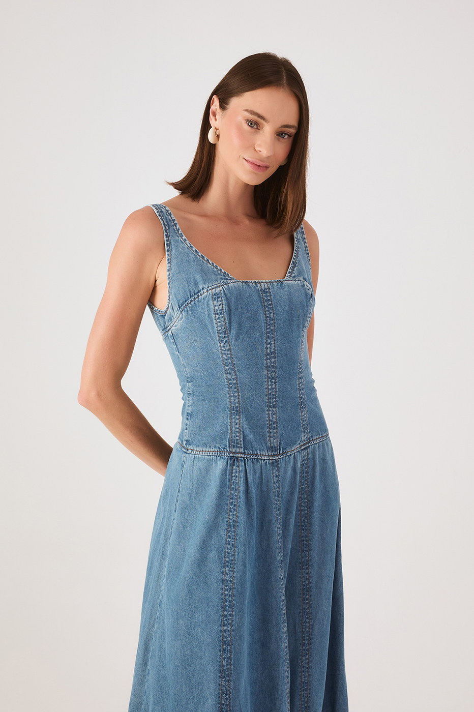 Denim Balloon Maxi Dress