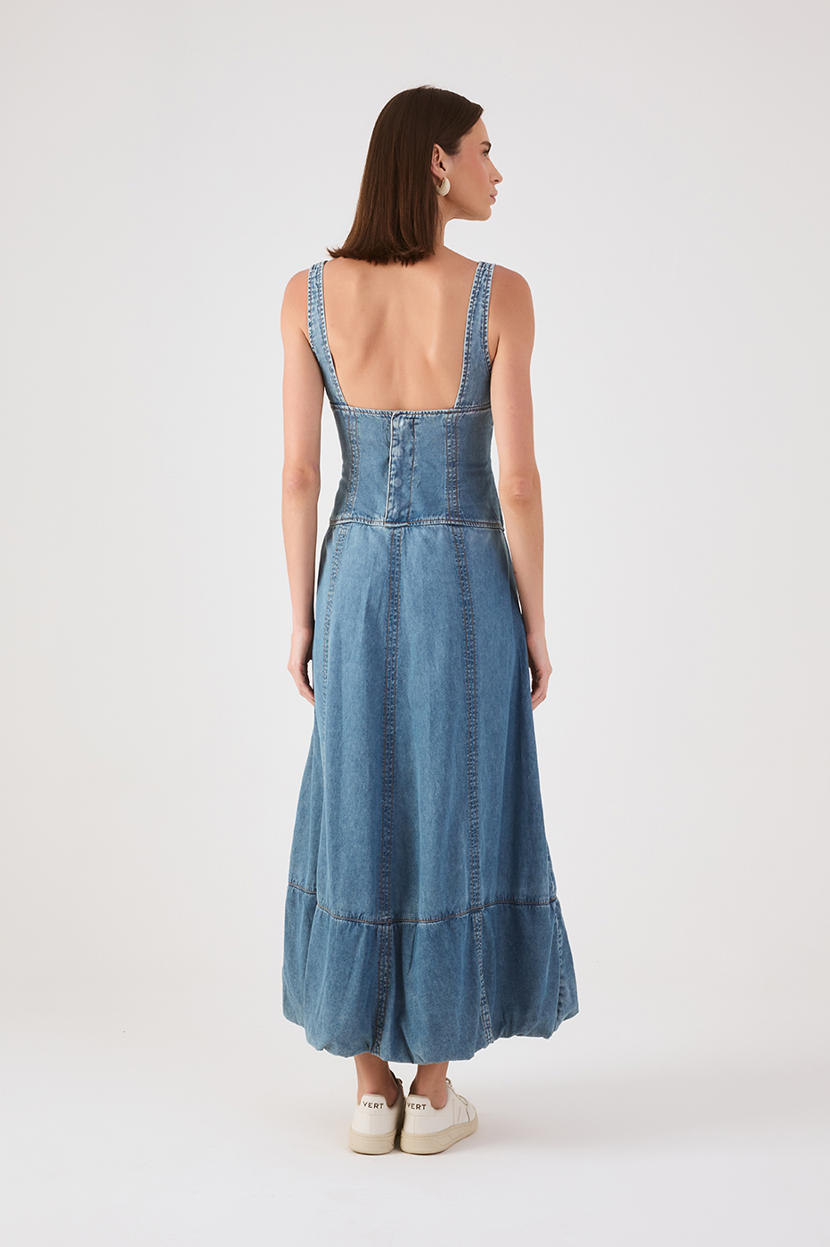 Denim Balloon Maxi Dress
