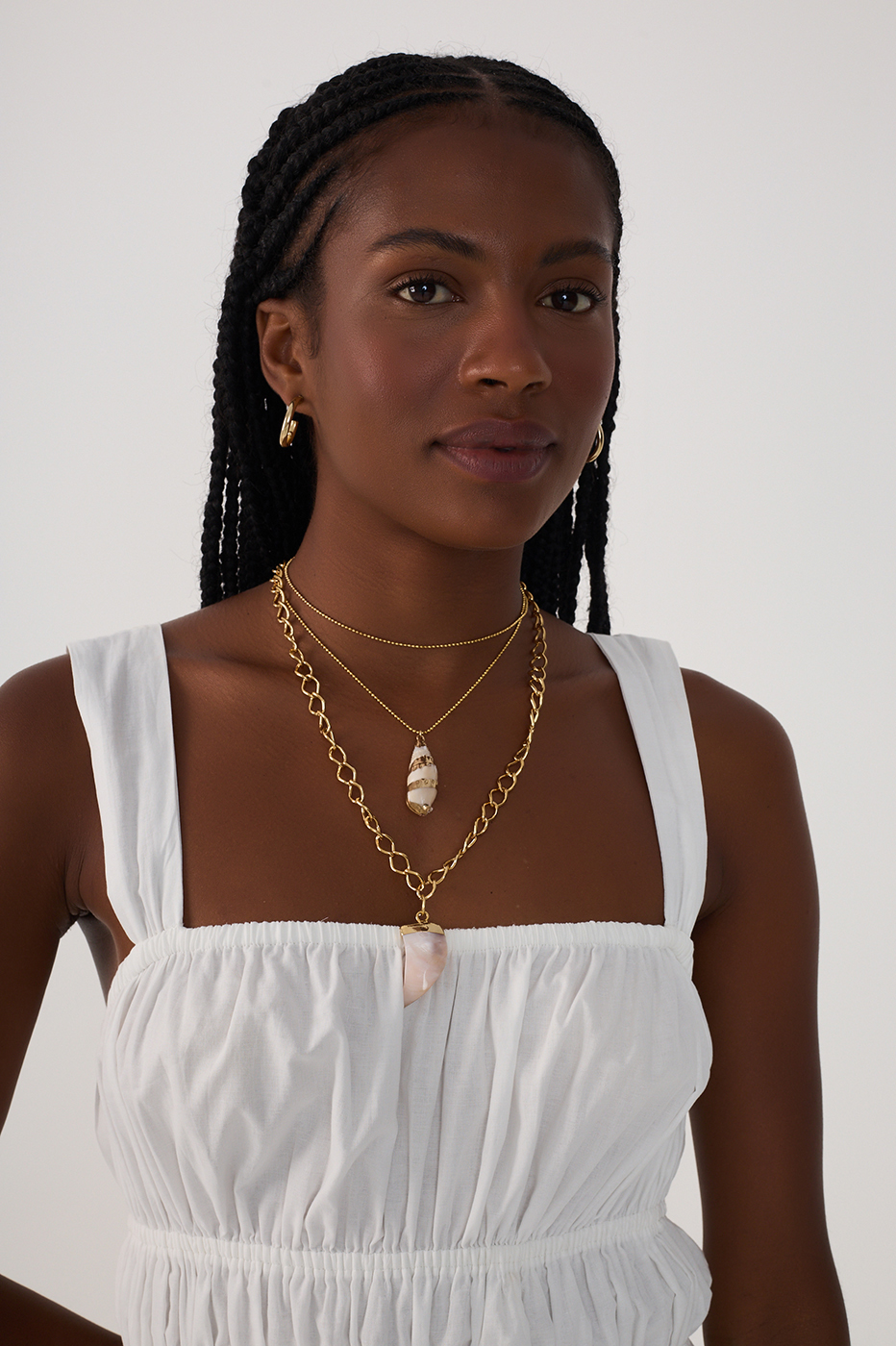 Off-White Smocked Square Neck Maxi Dress
