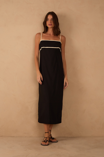 Cropped Linen Bias Cut Dress