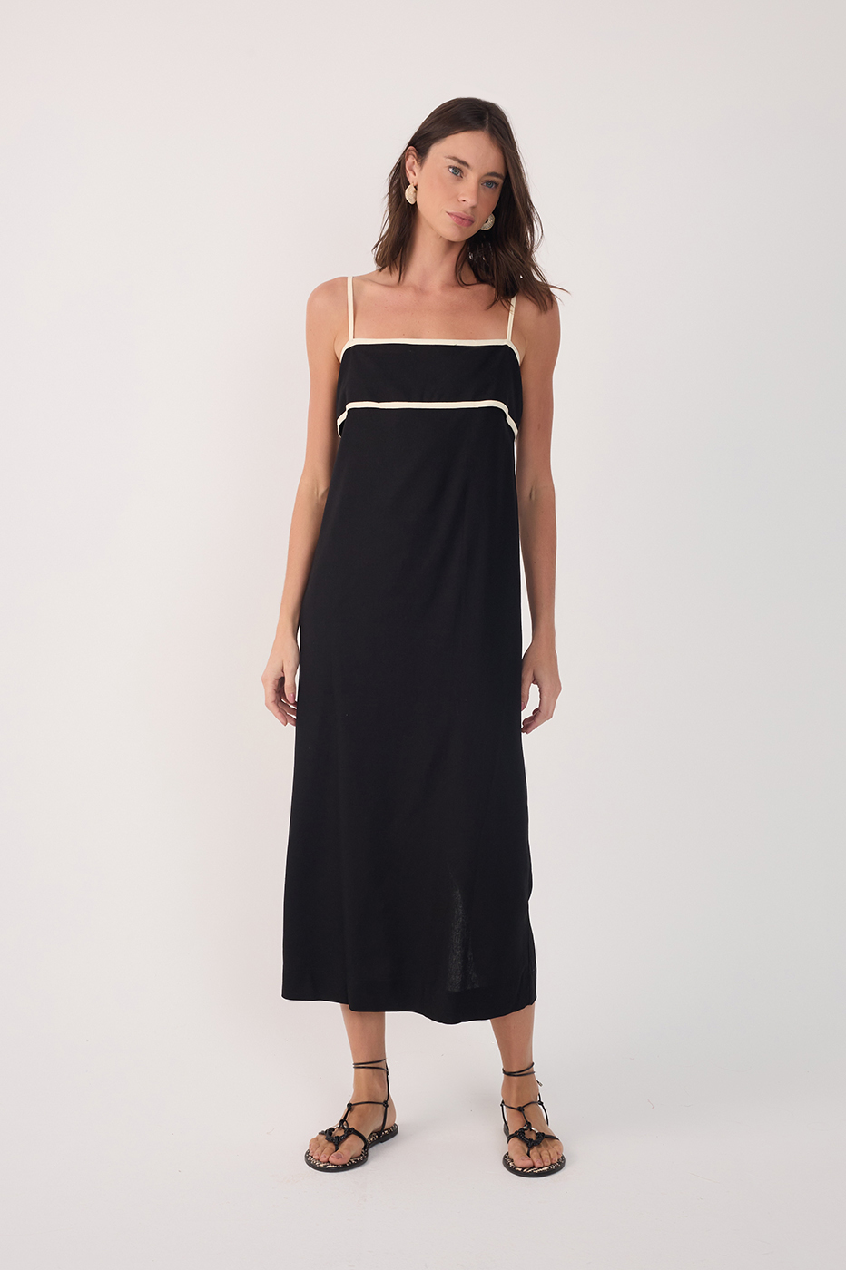 Cropped Linen Bias Cut Dress