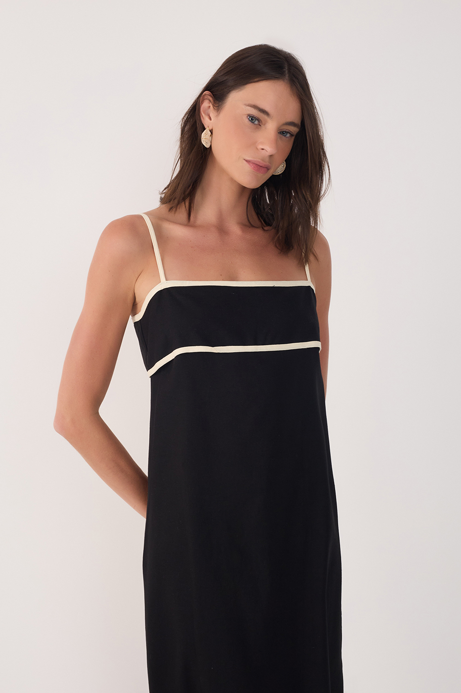 Cropped Linen Bias Cut Dress
