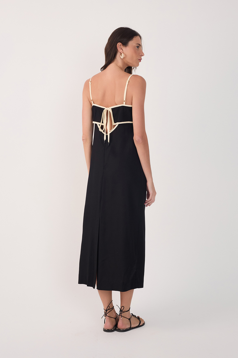 Cropped Linen Bias Cut Dress
