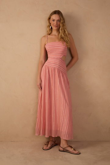 Voile Lurex Yoke Dress
