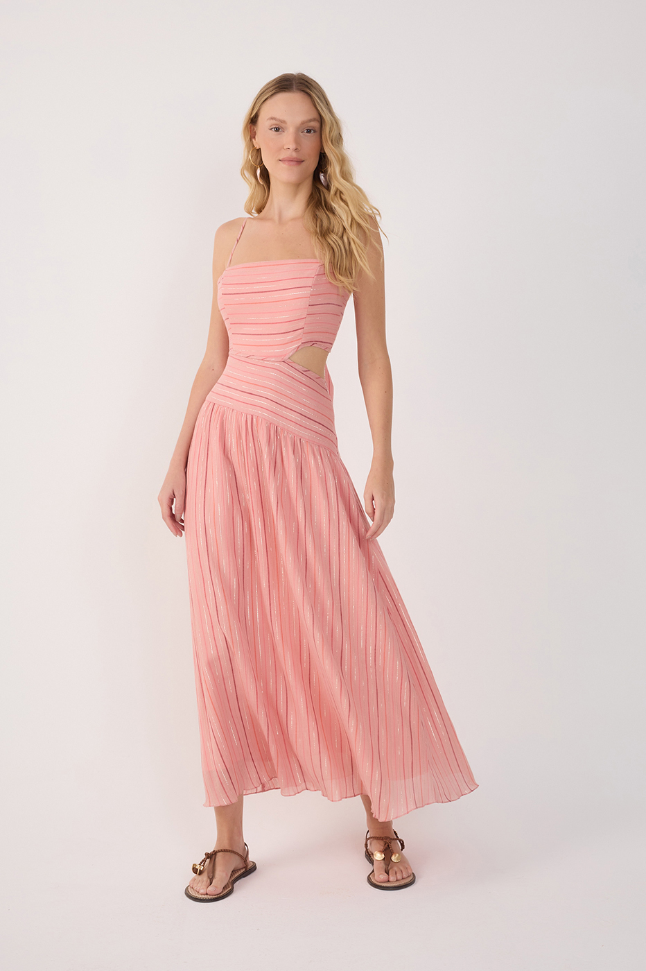 Voile Lurex Yoke Dress