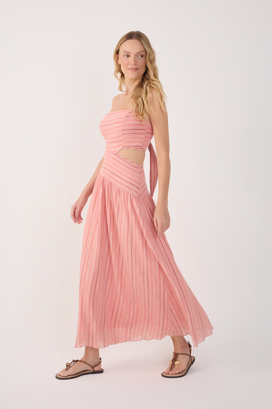 Voile Lurex Yoke Dress