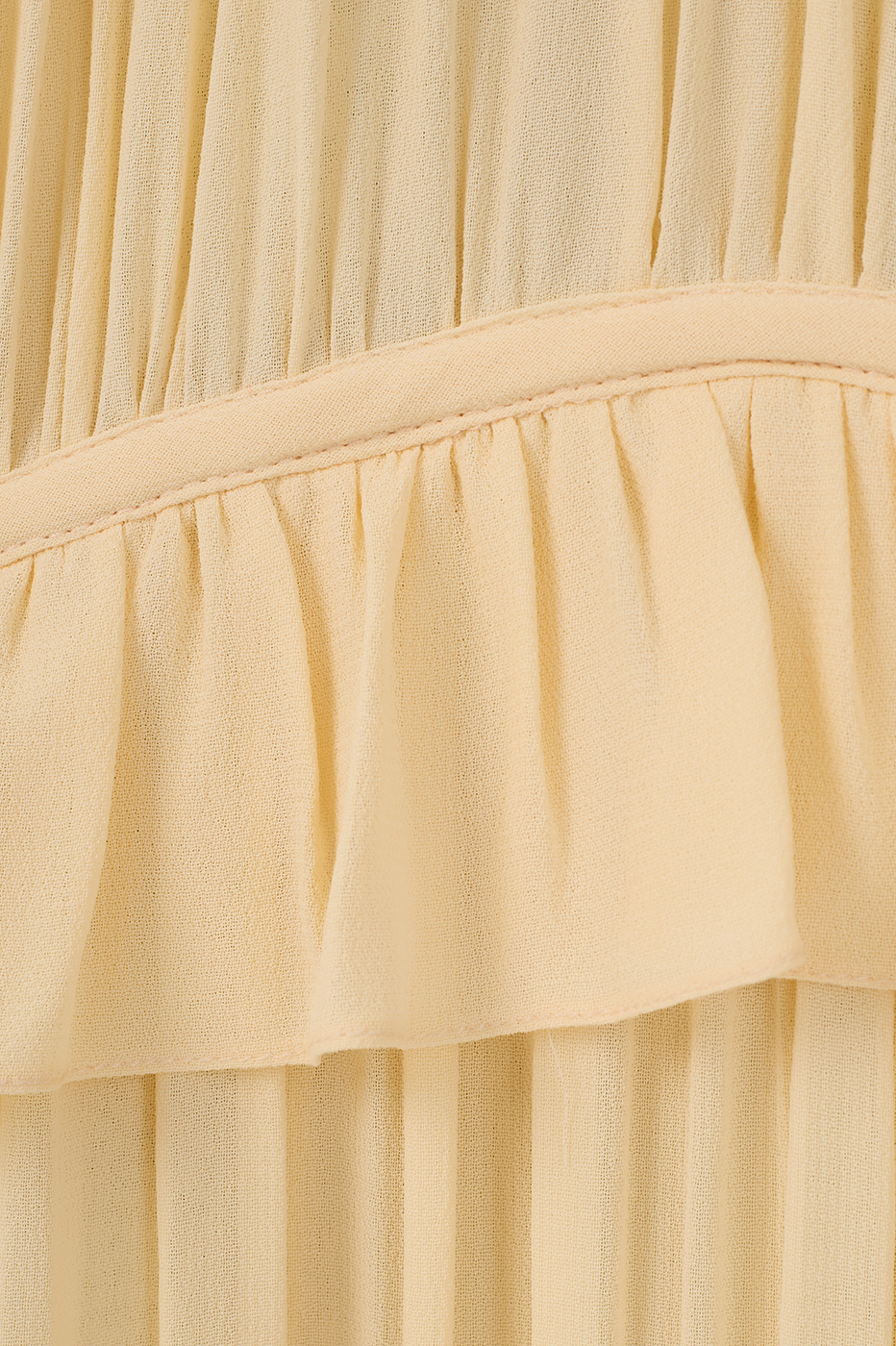 Beige V Neck Ruffled Draped Maxi Dress