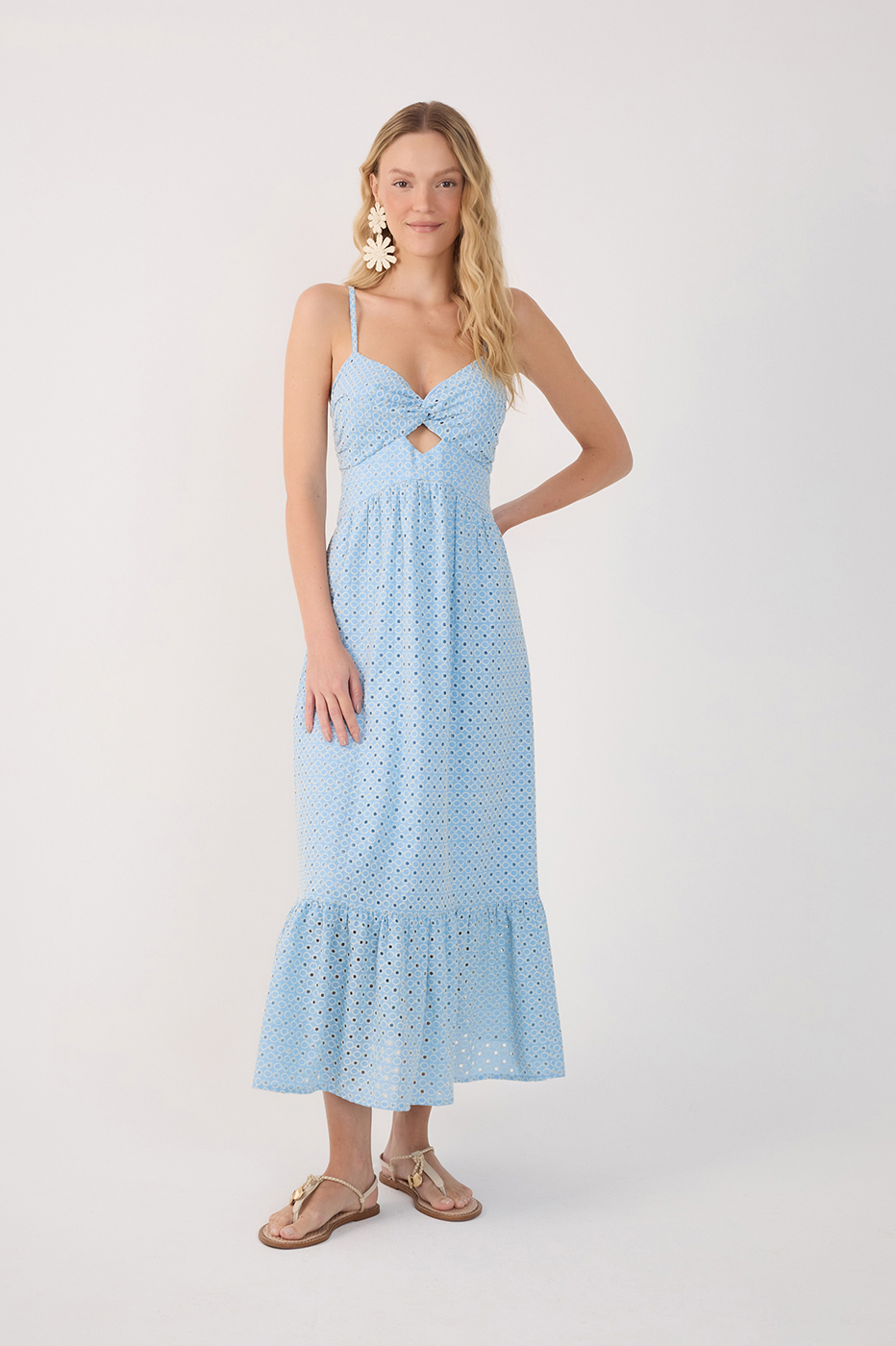 Cropped Eyelet Waist Cut Out Dress