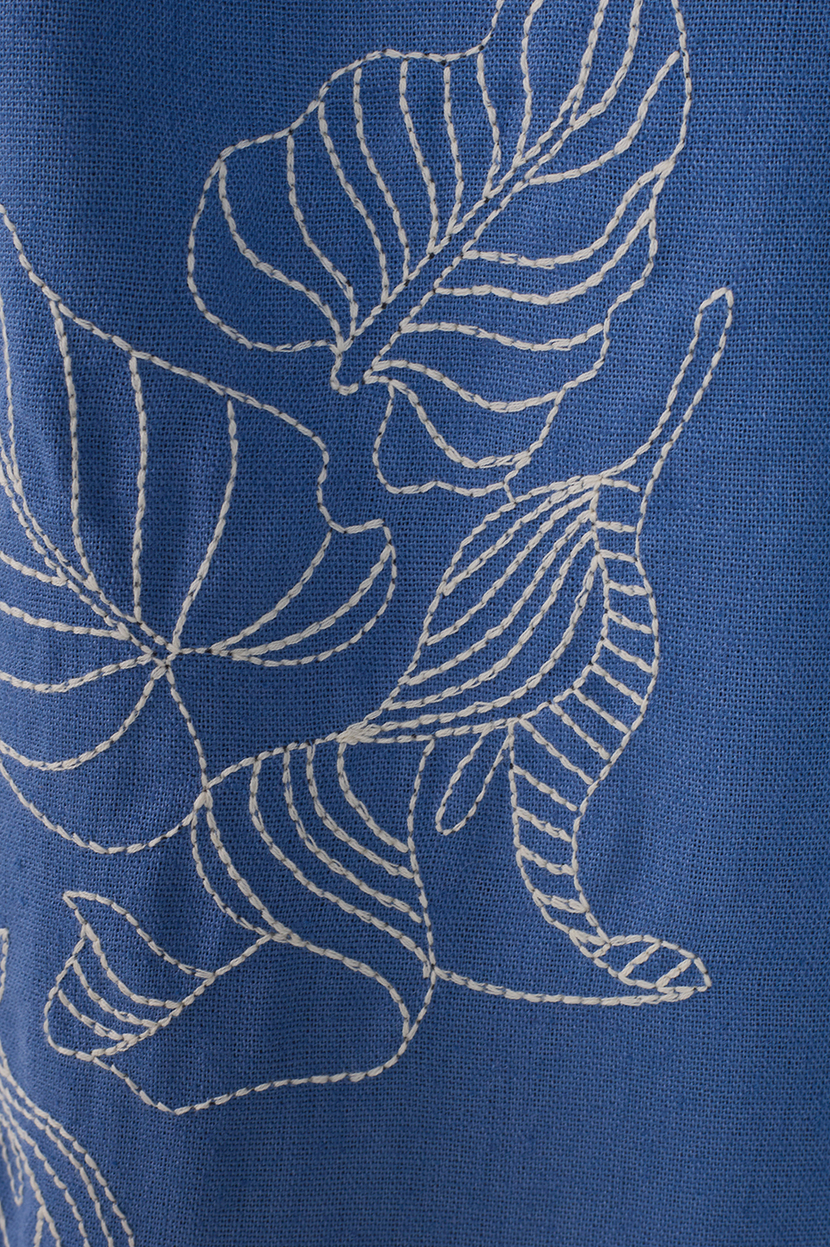 Blue One-Shoulder Embroidered Maxi Dress