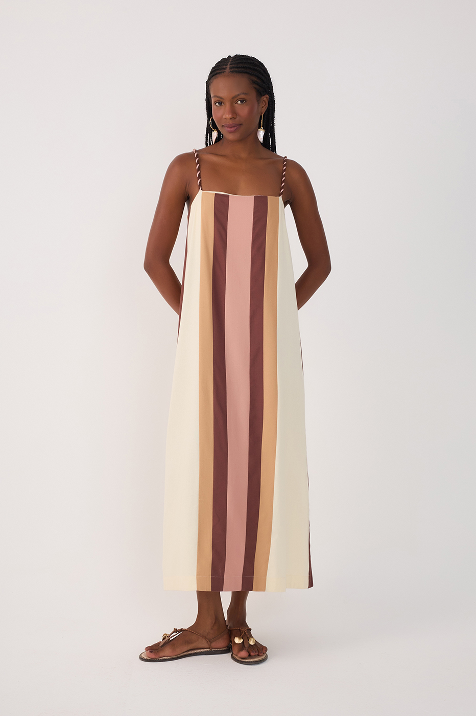 Multicolor Square Neck Kimono Midi Dress