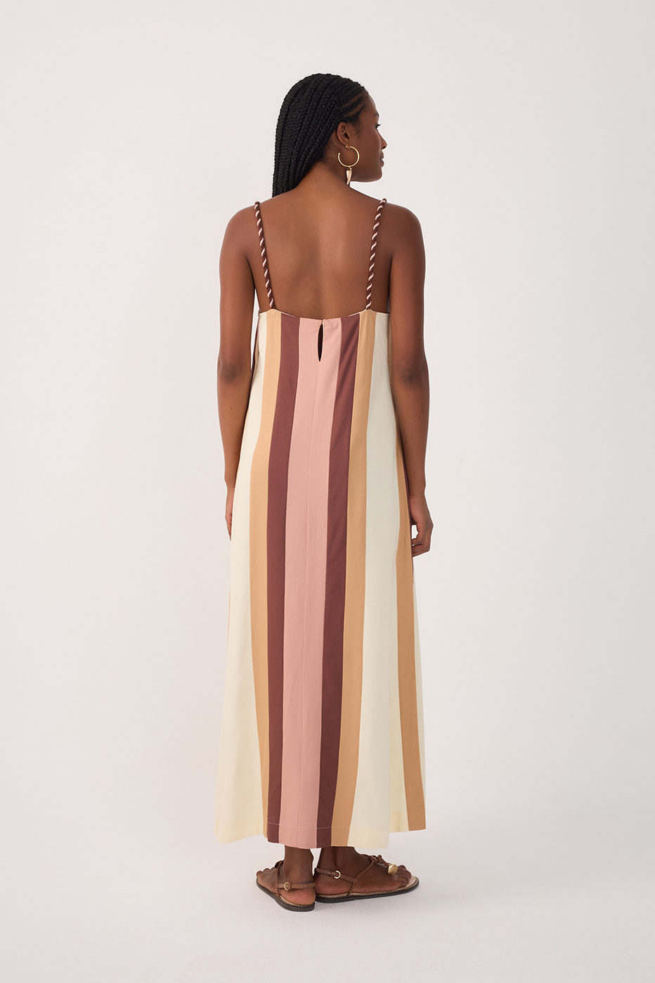Multicolor Square Neck Kimono Midi Dress