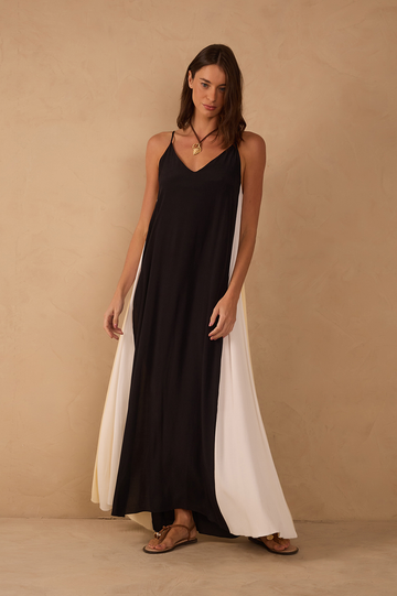 Cropped Crepe Color Cut Out Dress