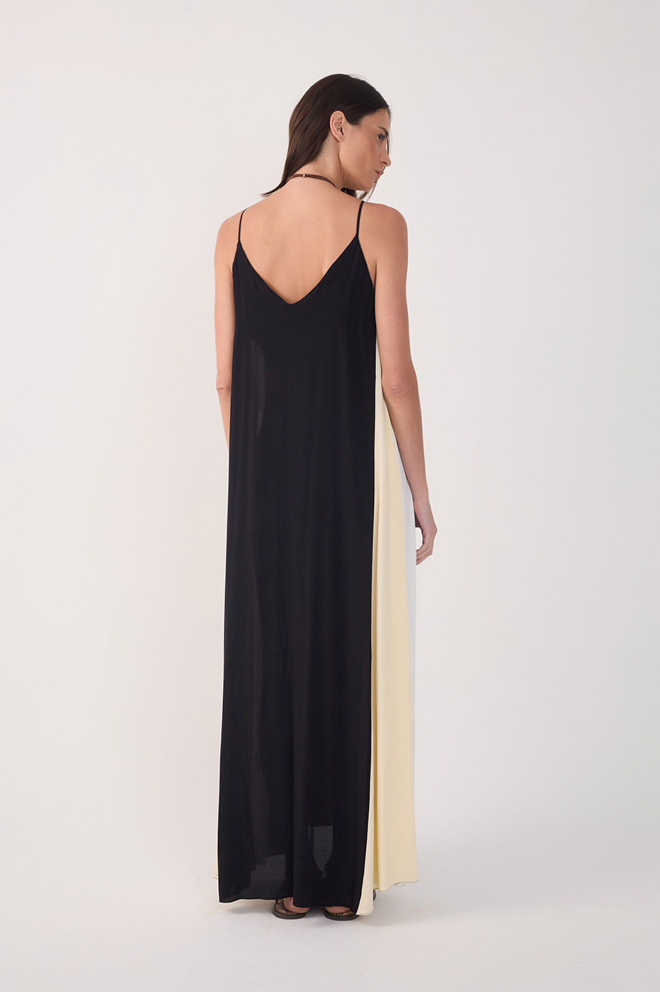 Cropped Crepe Color Cut Out Dress