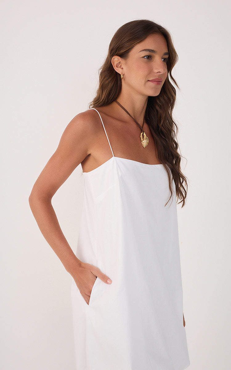 White Cotton Balloon Mini Dress