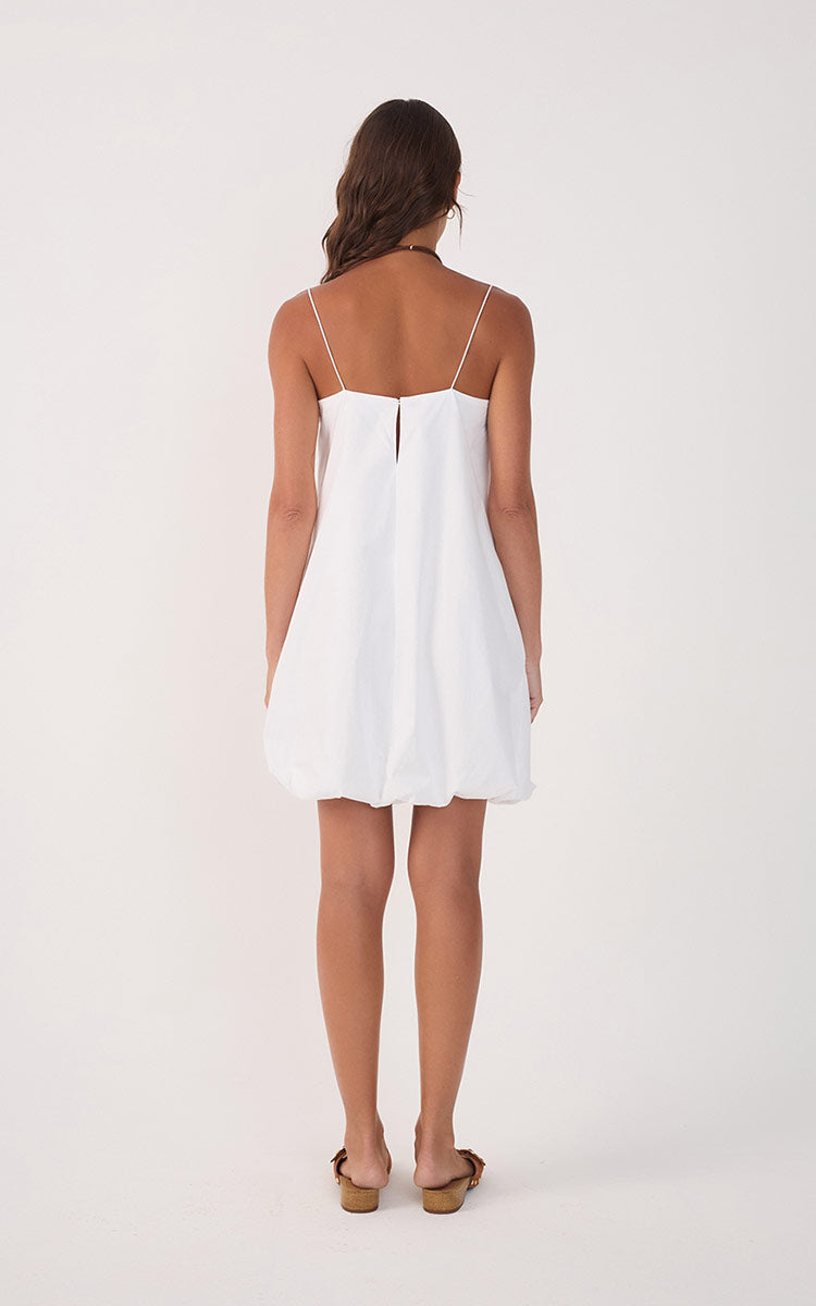 White Cotton Balloon Mini Dress