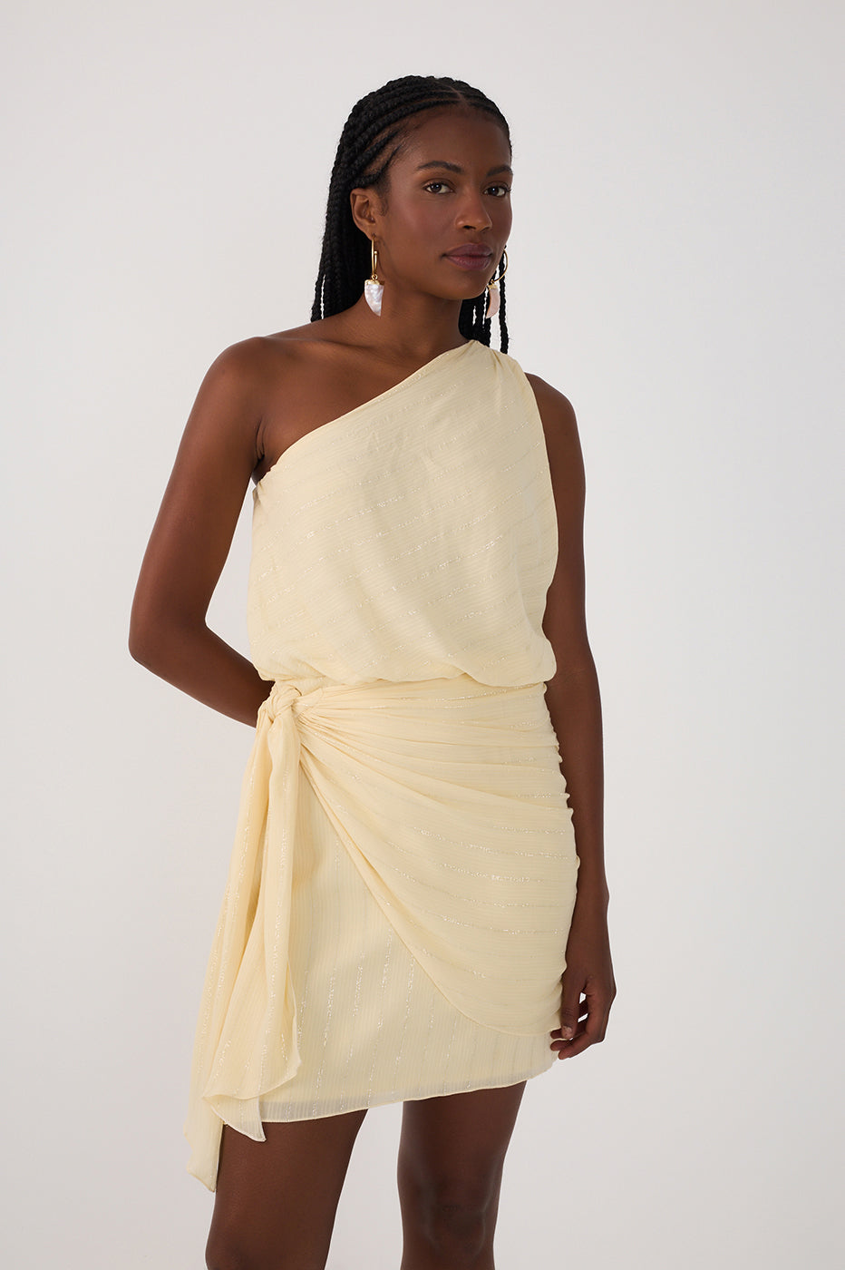 Short Lurex One Shoulder Dress