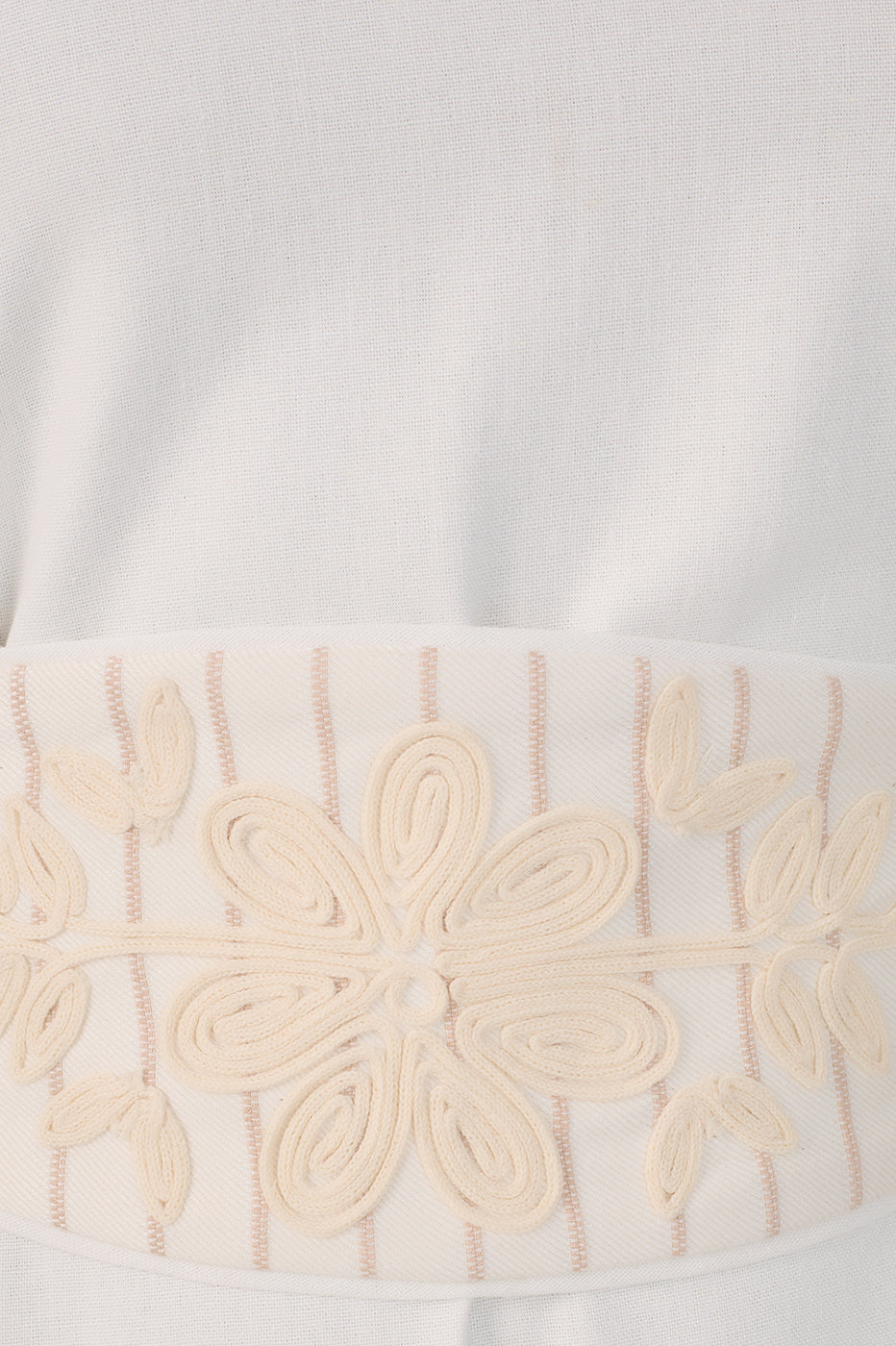 CROPPED LINEN EMBROIDERED YOKE DRESS