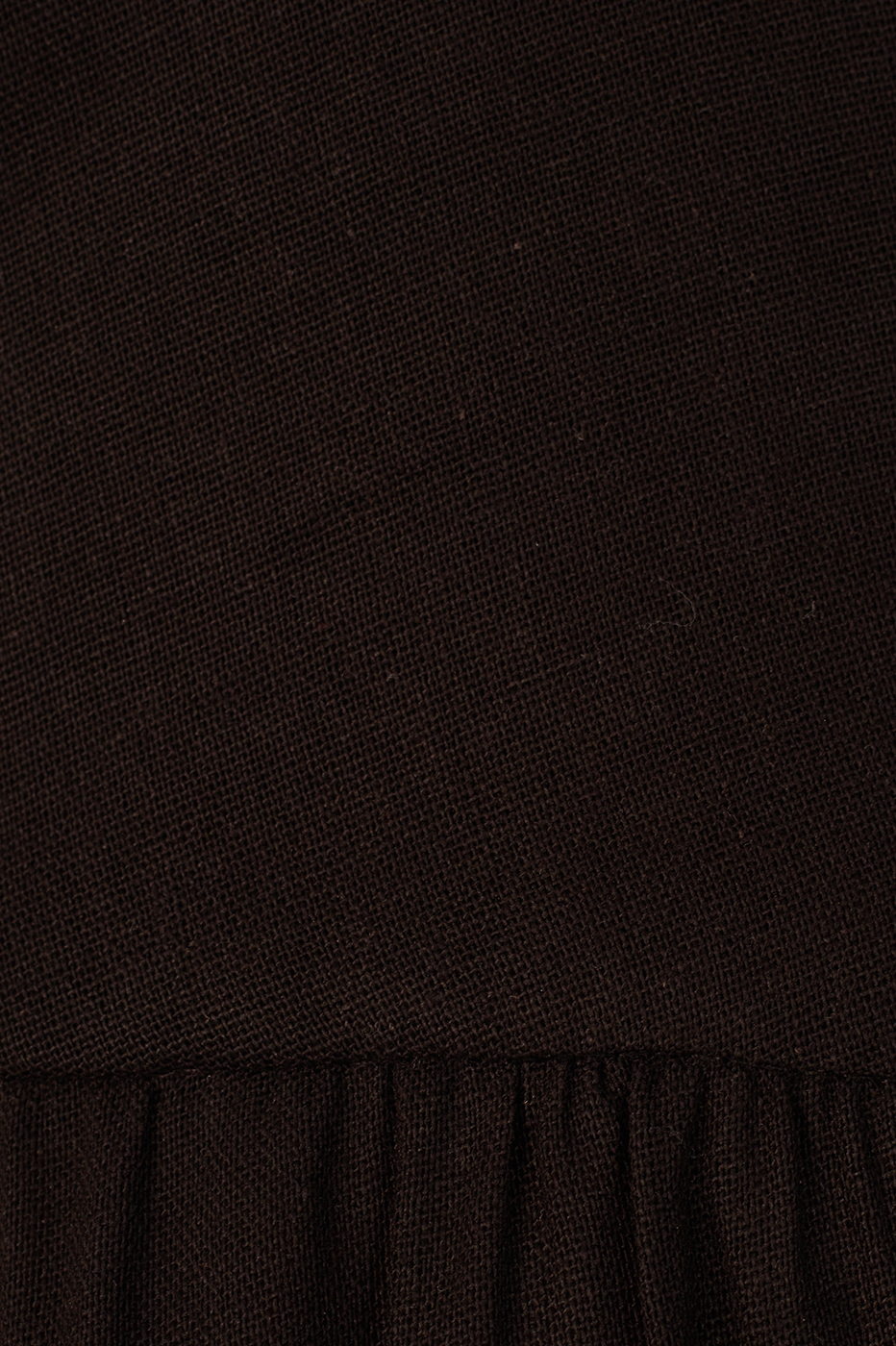 Black Linen Cropped Large Yoke Dress