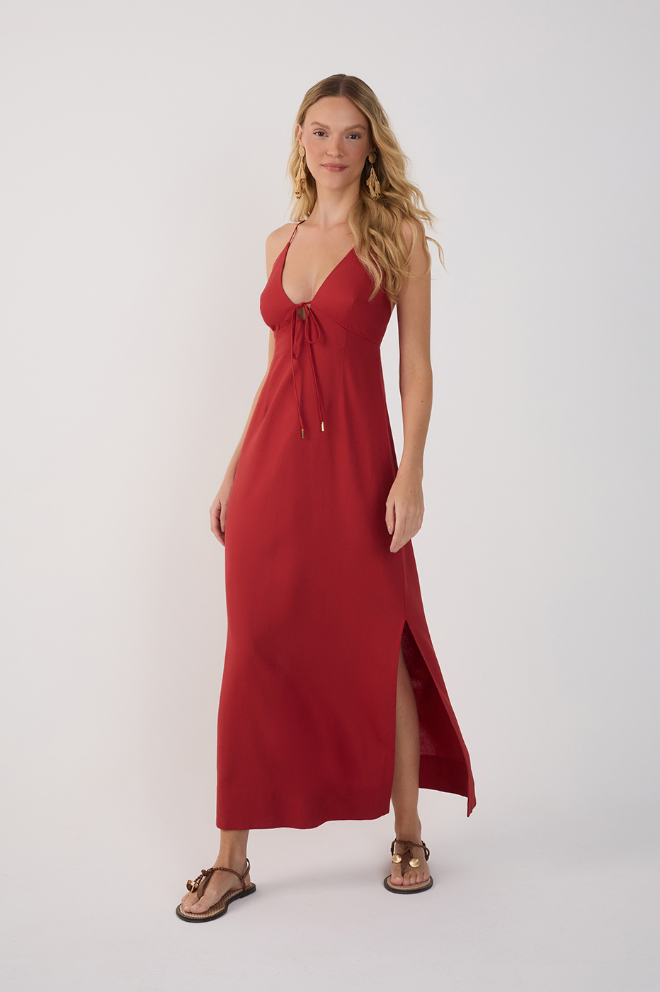 Cropped Linen Tie Dress