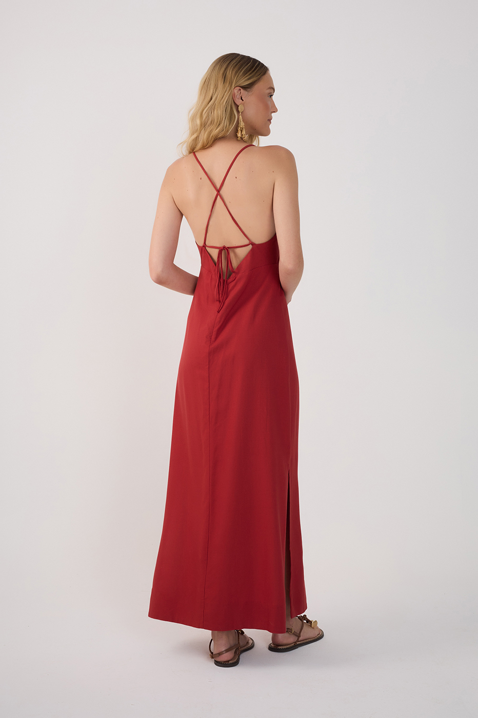 Cropped Linen Tie Dress