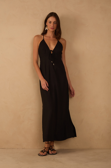 Cropped Linen Tie Dress