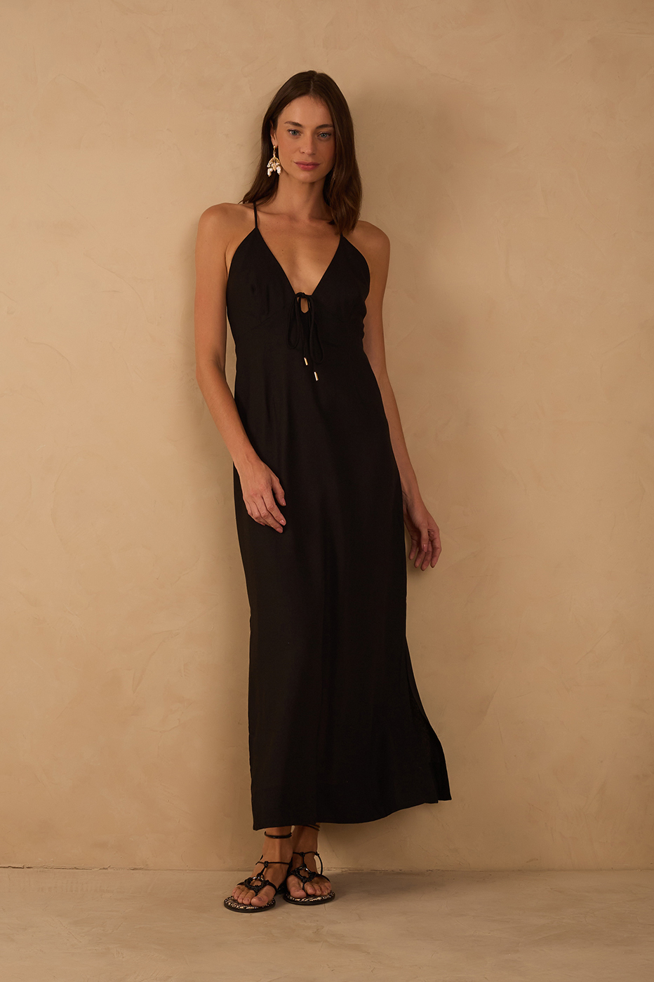 Cropped Linen Tie Dress