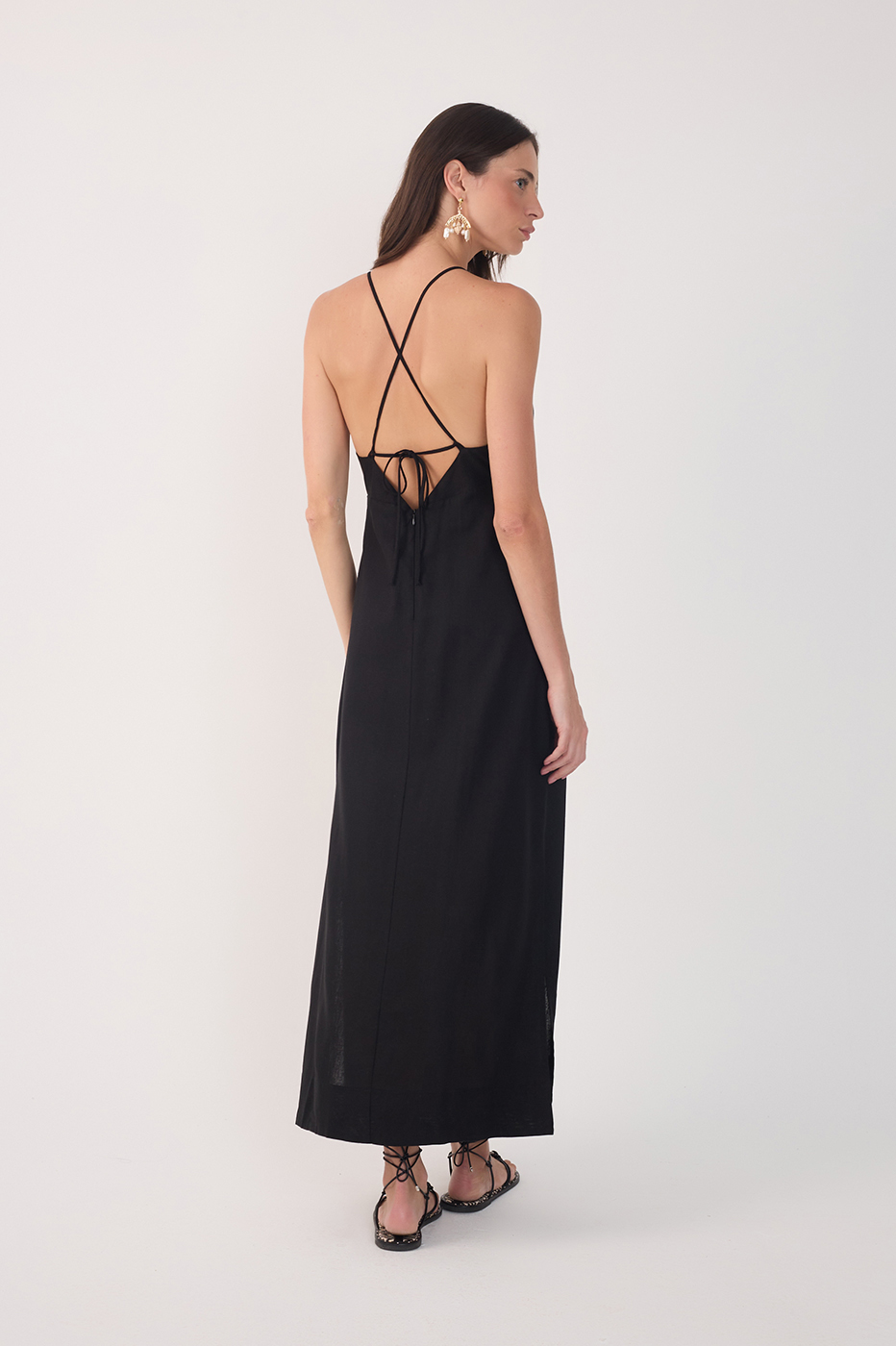 Cropped Linen Tie Dress