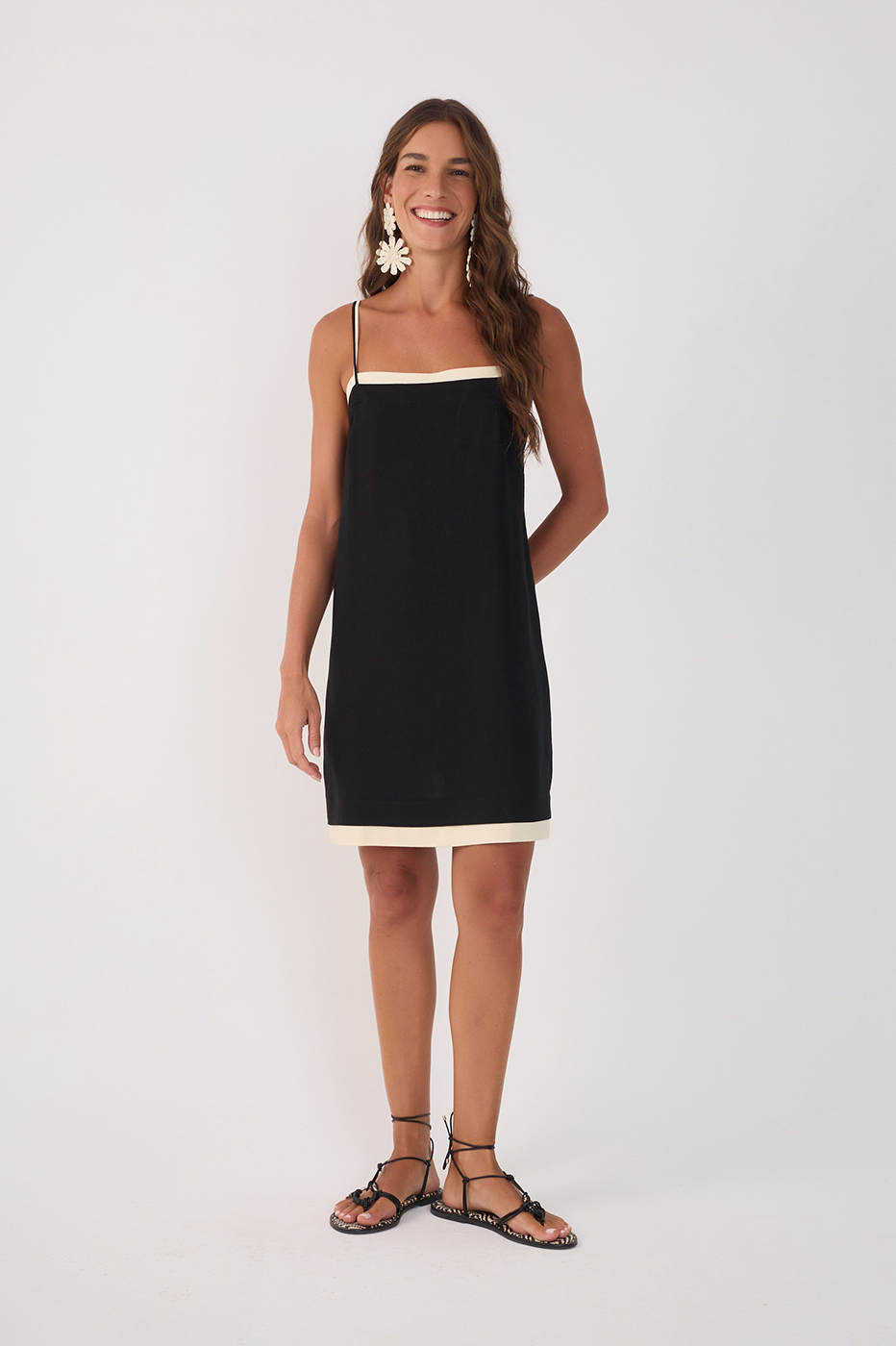 Black Square Neck Sleeveless Mini Dress